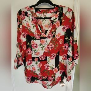 Cato Medium Floral Tunic Blouse 3/4 Sleeve